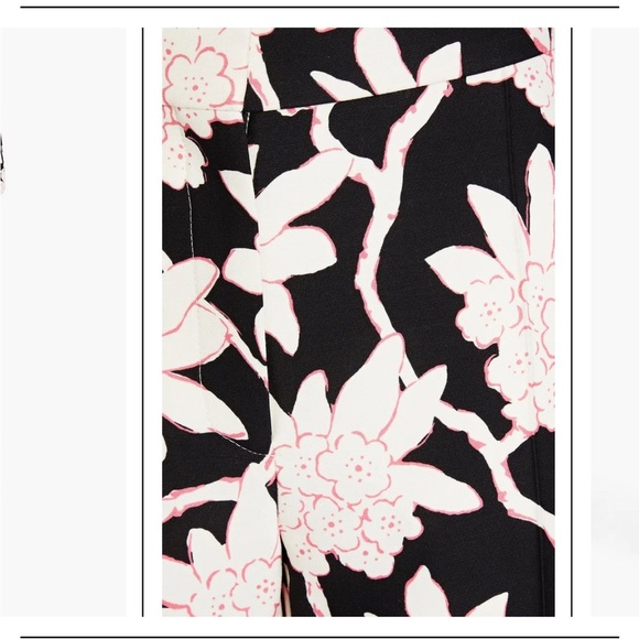 VALENTINO Floral Virgin Wool Silk Flare Pant Cropped Black White Designer 4 NEW - Picture 15 of 15